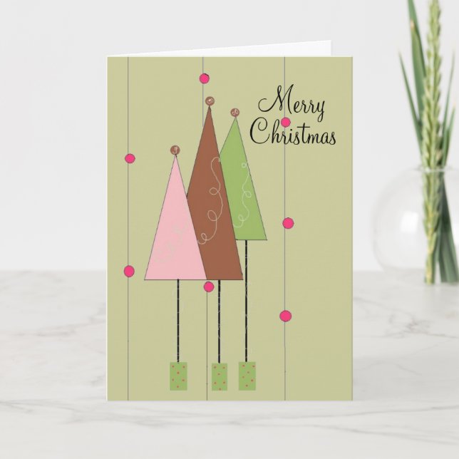 Pretty Whimsical Trees Holiday Card (Front)