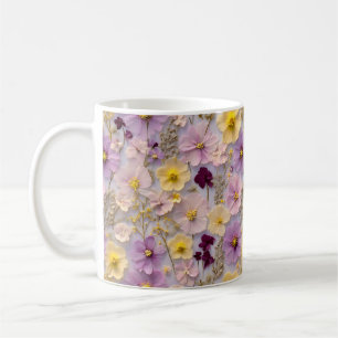 Pretty Whimsical Wildflower In Pink And Yellow  Coffee Mug