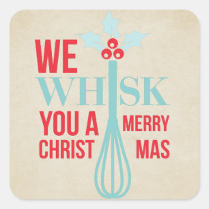 Pretty Whisk You a Merry Christmas Square Sticker