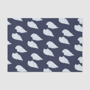 Pretty White Angel Wings & Navy Tissue Paper
