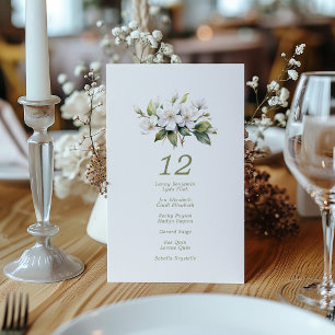 Pretty white apple blossom wedding seating chart invitation