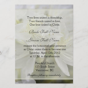 Pretty white azalea flowers Christian wedding Invitation