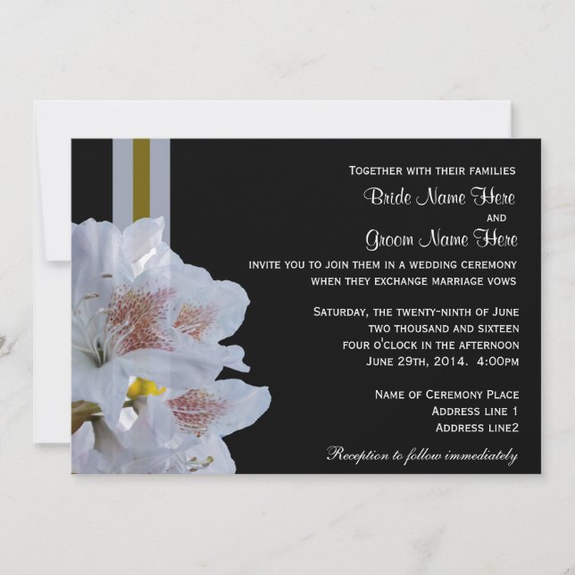 Pretty white azalea flowers wedding invitations (Front)