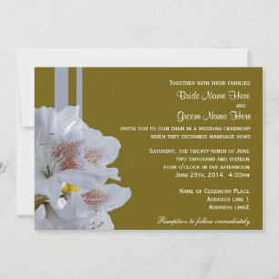 Pretty white azalea flowers wedding invitations