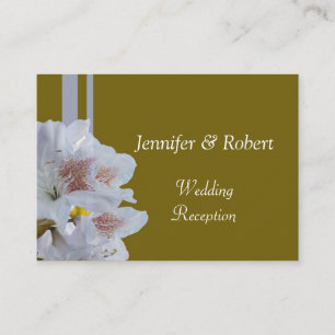 Pretty white azalea flowers wedding reception enclosure card
