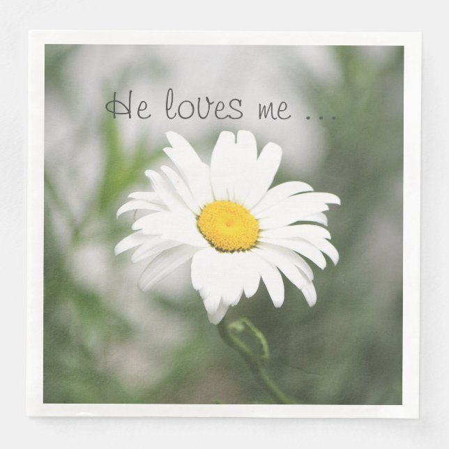 Pretty White Blooming Daisy Napkin (Front)