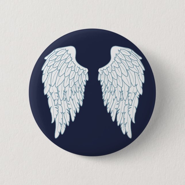 Pretty White & Blue Angel Wings 6 Cm Round Badge (Front)