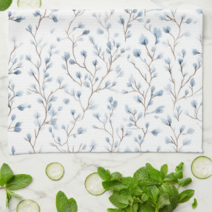 Pretty White Blue Floral Bridal Shower Tea Towel