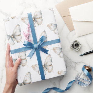 Pretty White Butterfly Bridal Shower Wrapping Paper
