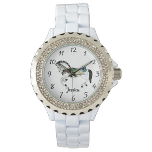 Pretty White Carousel Horse Watch