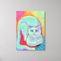 Pretty White Cat Abstract Painting