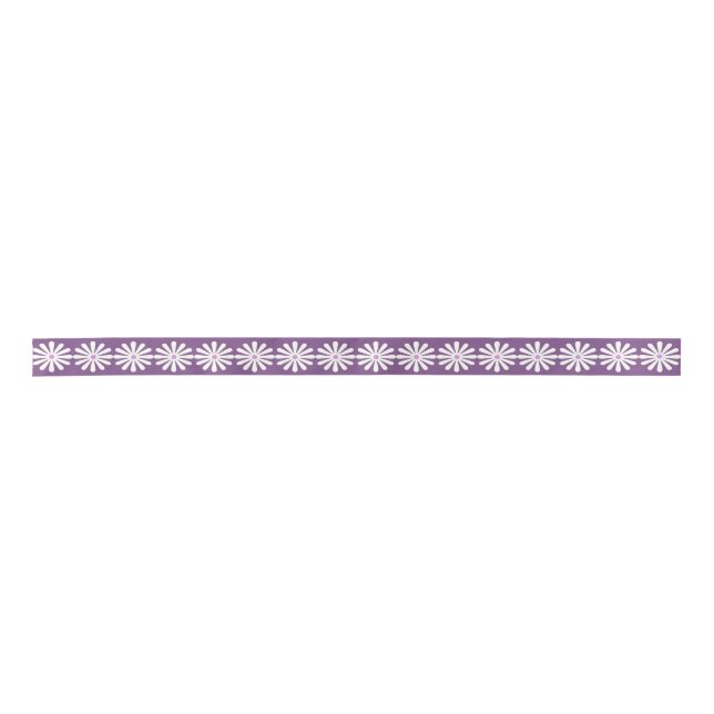 Pretty White daisies with pink centres on purple Satin Ribbon (Front)