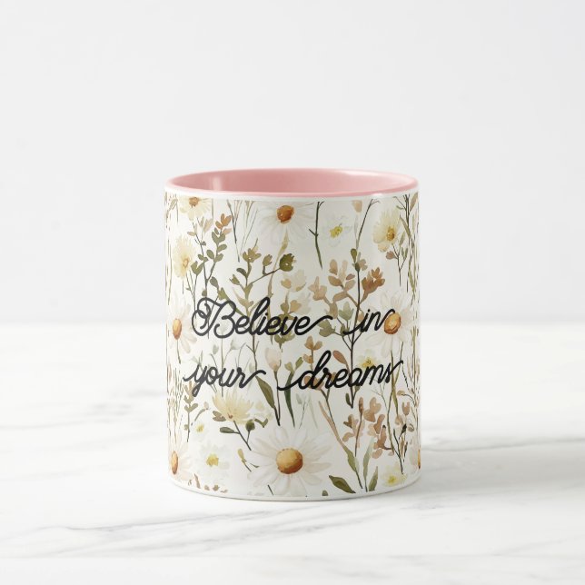 Pretty White Daisy Flowers Birthday Mug (Center)