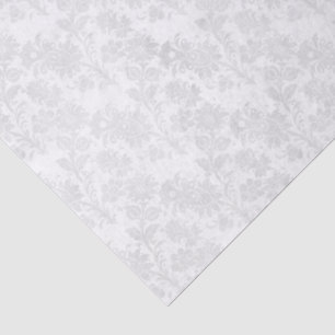 Pretty White Damask Floral Print Tissue Paper