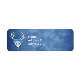 Pretty White Deer Head Blue Eyes Wearing Roses 