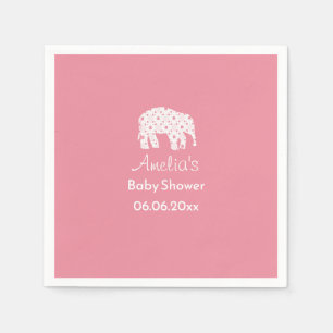 Pretty White Elephant Personalised Baby Shower Napkin