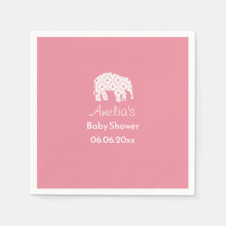 Pretty White Elephant Personalised Baby Shower Napkin