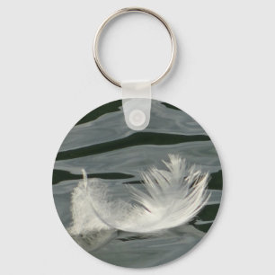 Pretty white feather key ring
