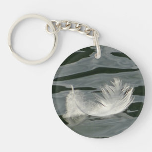Pretty white feather key ring