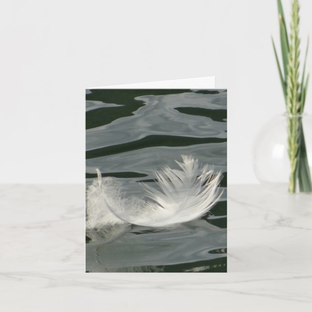 Pretty white feather note card (Front)