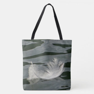 Pretty white feather tote bag