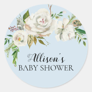 Pretty White Floral Baby Shower Envelope Seal