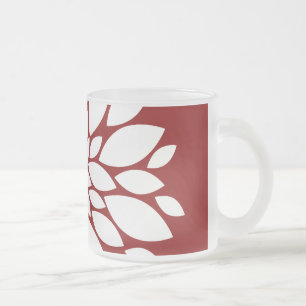 Pretty White Flower Petal Art on Red Frosted Glass Coffee Mug