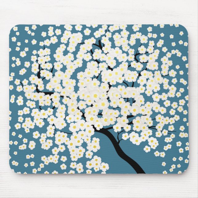 Pretty White Flowers Blossom Tree Art Mouse Mat (Front)