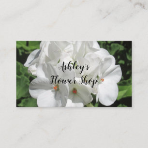 Pretty White Geranium Flower Photo Business Card