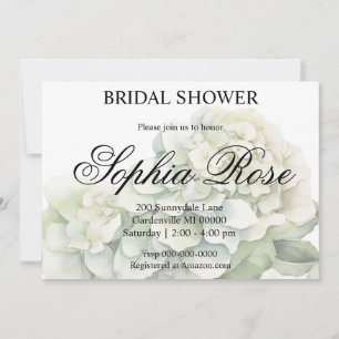 Pretty white green watercolor floral bridal shower invitation