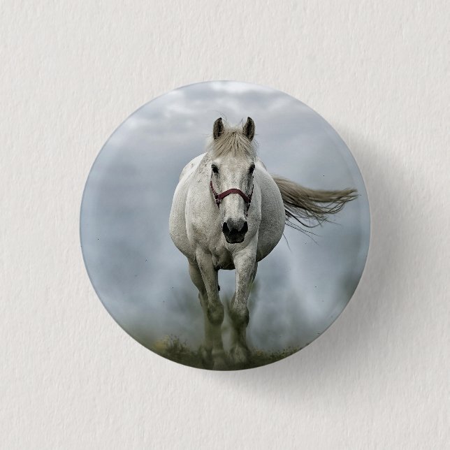 Pretty White Horse Cloud Photo 3 Cm Round Badge (Front)