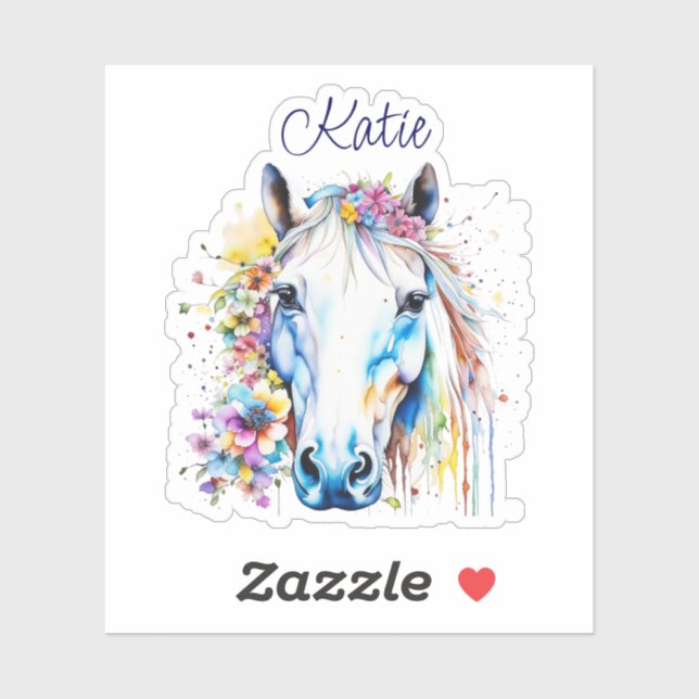 Pretty White Horse Floral Personalised  (Sheet)