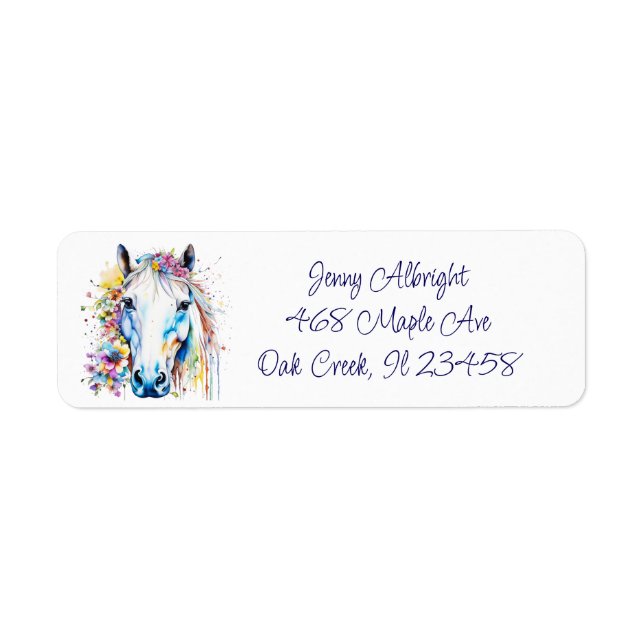 Pretty White Horse Floral Personalised  (Front)