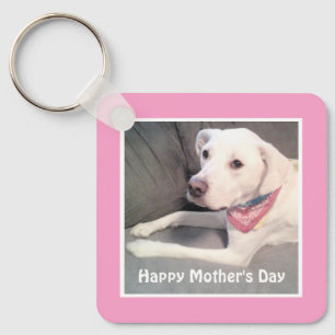 Pretty White Labrador Retriever Mix Dog Pink Mum Key Ring