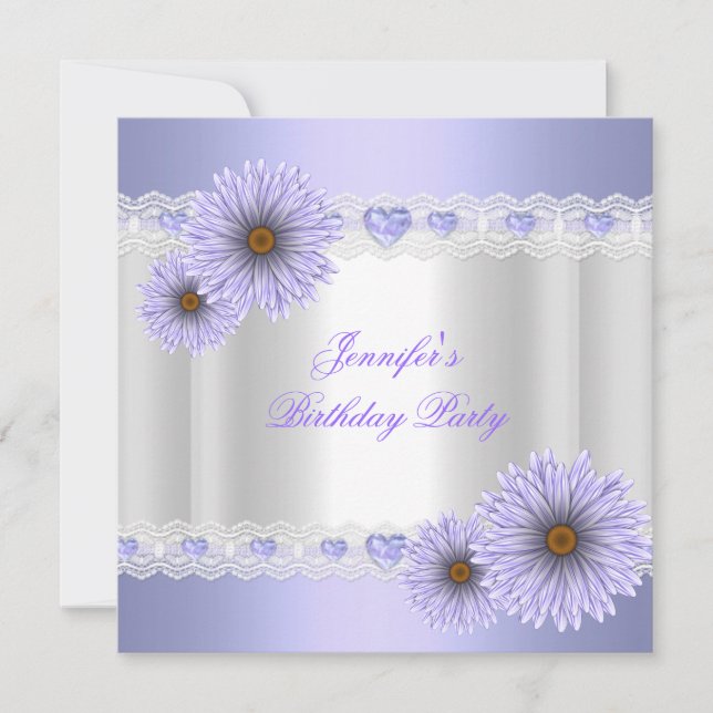 Pretty White Lilac Birthday Party Flowers Any Age Invitation (Front)