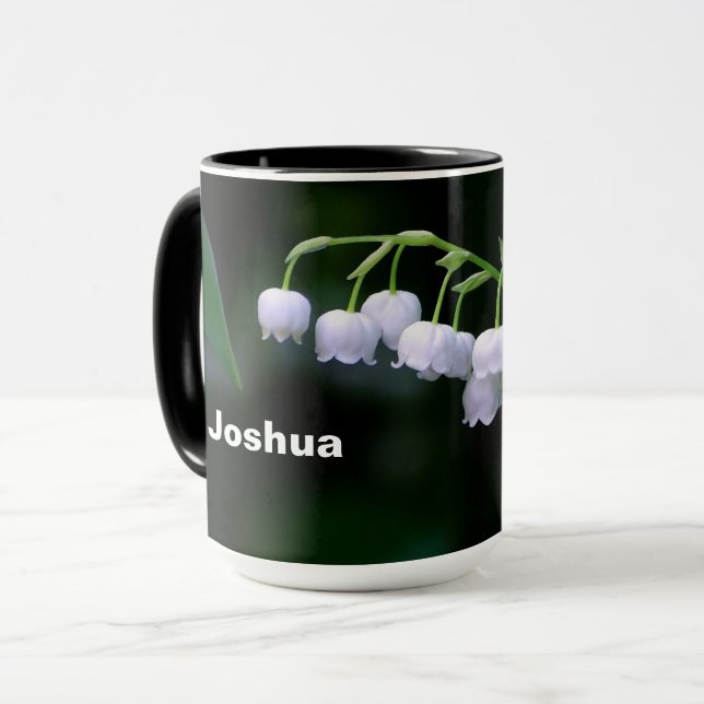Pretty White Lily of the Valley Floral Photo Mug (Front Left)