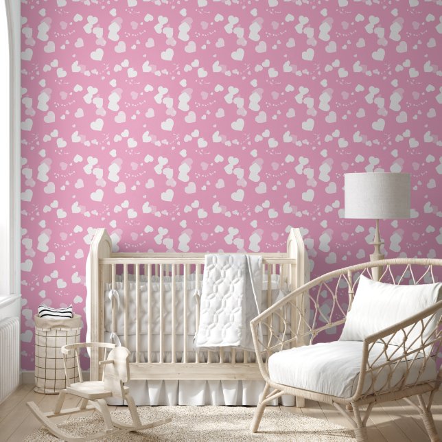 Pretty white love hearts wallpaper (Kids)