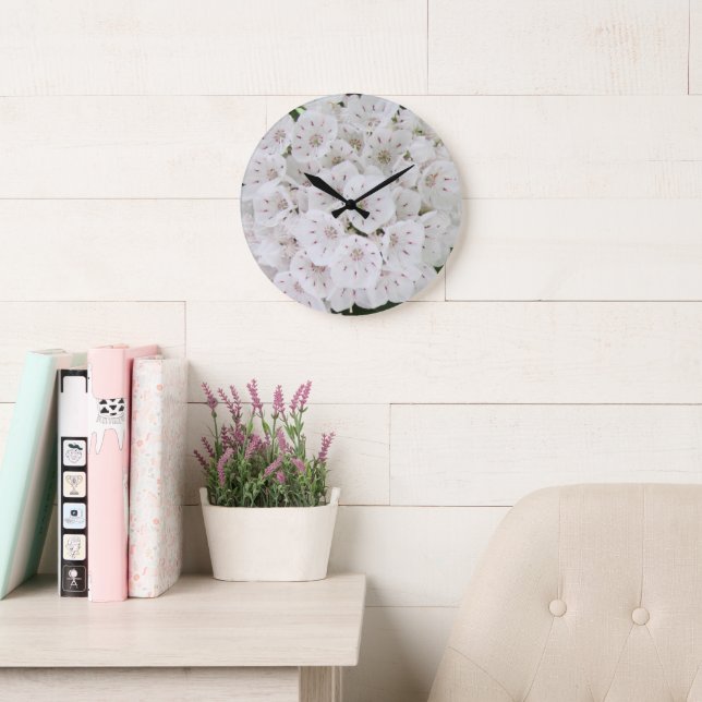 Pretty White Mountain Laurel Floral Wall Clock (Reading Room)