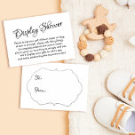 Pretty, White No Wrap Baby Shower Gift Card<br><div class="desc">If you're hosting a no-gift-wrap display shower for a mummy-to-be, this simple, elegant card could be the choice for you. Using a lavish, modern script font, I first added a header that reads "Display Shower" on the front, and "To" and "From" for the gift tag side. A template field was...</div>