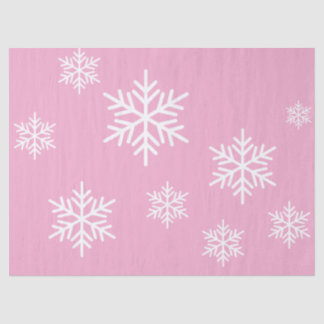 Pretty White Nordic Snowflakes On Elegant Pink Tissue Paper