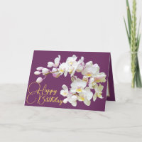 Pretty White Orchid Purple Backdrop Happy Birthday