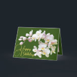 Pretty White Orchids Green Backdrop Happy Birthday Card<br><div class="desc">Gorgeous white and pink orchid flowers with yellow centres against a green-coloured background. The flowers cover the front of this card which can be used as a thank you card, a birthday card, or any other card of your choice. Customise it with your text and/or pictures to make it one-of-a-kind!...</div>