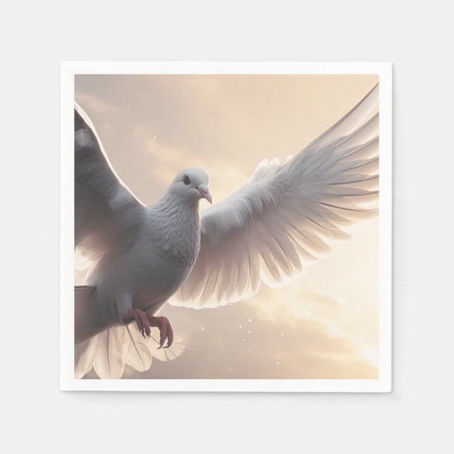 Pretty White Peace Dove Napkin (Front)