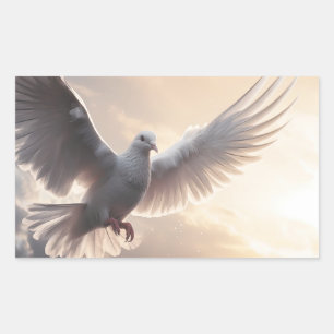 Pretty White Peace Dove Rectangular Sticker