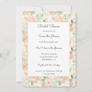 Pretty White Peach Flowers Bridal Shower Invitation