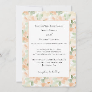 Pretty White Peach Flowers Wedding Invitation