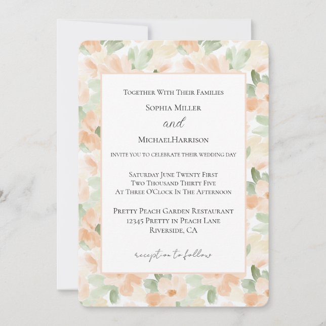 Pretty White Peach Flowers Wedding    Invitation (Front)