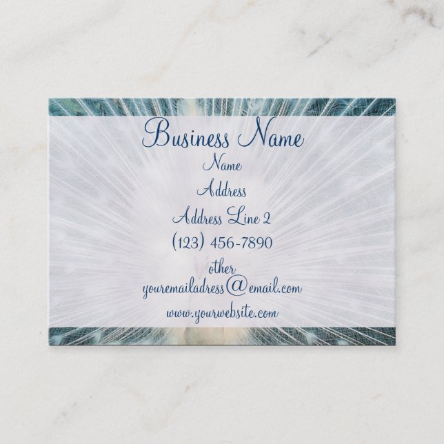 Pretty White Peacock  Business Cards (Front)
