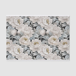 Pretty White Peonies Illustration Light Background Tissue Paper
