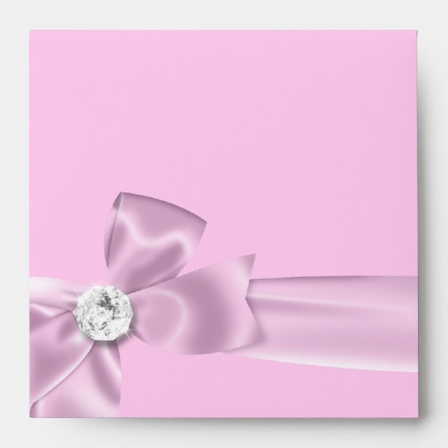 Pretty White Pink Bow Diamond Images Envelopes (Front)